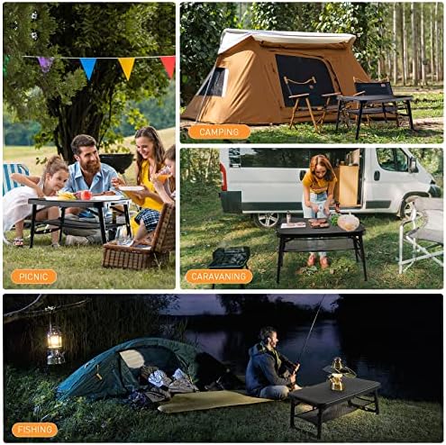Мала прилагодлива табела за преклопување на висина за кампување - Mondoshop Protable лесна маса за преклопување со мрежи за готвење на отворено, пикник, камп, плажа, патувањ?