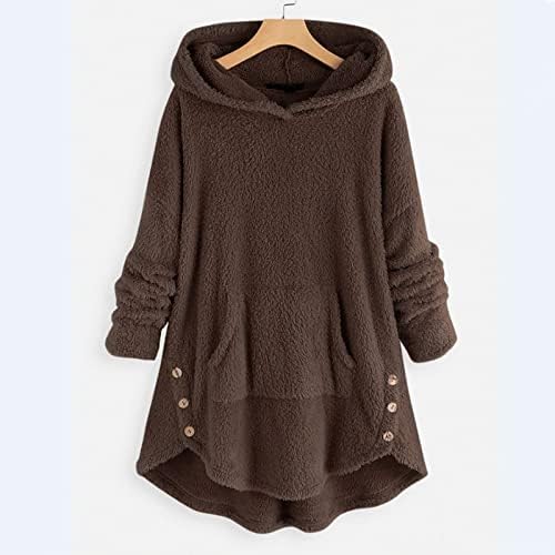 Дуксери за жени модна зимска облека за жени ќебе качулка кашмир џемпери со долги ракави кадифен џемпер пуловер