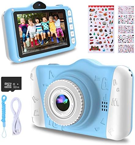 Дигитална камера Wowgo Kids - Детска камера 12MP со голем екран за момчиња и девојчиња, електронска камера со полнење со 1080p со