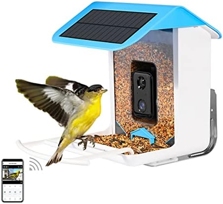 Lkbird Smart Bird Wird Feider со камера, куќа за птици со камера и соларен покрив, 1080p HD камера автоматско снимање видеа на птици и