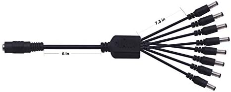 DC кабел за разделување на моќност 1 женски до 8 машки жица y adppter 5.1mm x 2,1 mm за CCTV безбедносни камери и LED ленти од Xwell