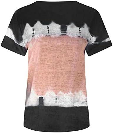 Printенски ЕКГ печати плус големина Туника врвови лето кратки ракави v вратот блузи проток на лесни градиенти маици