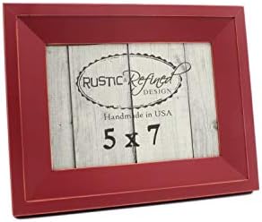 Рустикален и рафиниран дизајн 5x7 рамка за слика со граница од 1,5 ширина - црвена штала