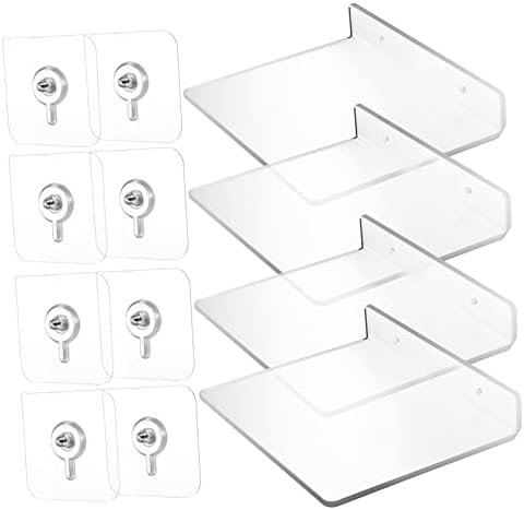 Cabilock Acrylic Storage Rack Wallид монтиран полици поставени полици за полица за складирање на полици без полица за дупчење Полици за лебдечки полици за кујнски полици за бања, ?