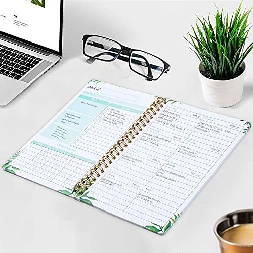 Неделен неделен планер - Зеленило за да се направи тетратка за список, организатор на А5 за вашиот неделен фокус и ја зајакнува продуктивноста,