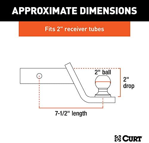 Curt 45134 Fusion Trailer Hitch Mount со 2-инчен топка и пин, се вклопува во 2-во приемник, 7.500 фунти, капка 2 , црна