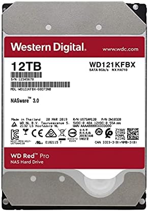 Western Digital 12TB WD Red Pro NAS внатрешен хард диск HDD - 7200 вртежи во минута, SATA 6 GB/S, CMR, 256 MB кеш, 3,5 - WD121KFBX