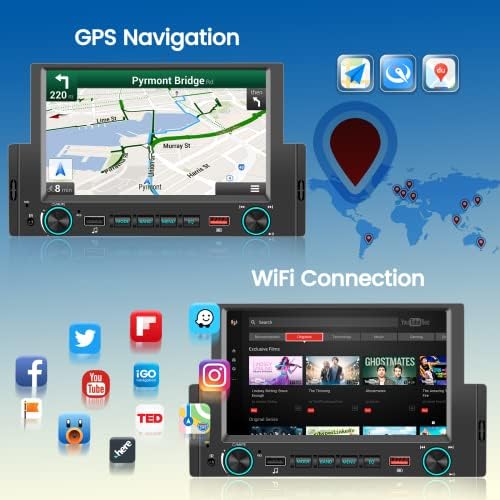 6.2 Инчен Андроид 12 Еден Дин Автомобил Стерео Apple CarPlay Auto Android, Gps Навигација Единечна Din Глава Единица, Екран На Допир Bluetooth