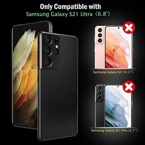 Aymecl за S21 Ultra Case ， Samsung Galaxy S21 Ultr Case со само-лекување Флексибилен заштитник на екранот на TPU [2 пакет], воен степен двојно