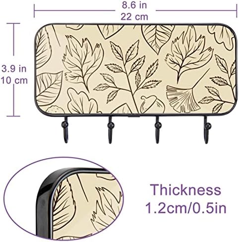 ВИОКСИ Ѕидна Решетка За Палто Со 4 Куки, Рачно Нацртани Есенски Лисја Шема Самолепливи Куки за Закачување Облека За Палто, Клучеви,