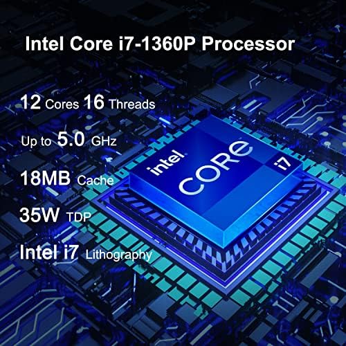 Интел НУК 13 Про, Арена Кањонот Мини Компјутер со 13-Ти Генерал Основни i7-1360P, 16GB DDR4 RAM меморија &засилувач; 512GB NVMe SSD, Поддршка