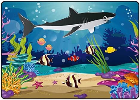 Ползи во затворен тепих играат мат океан ајкула за дневна соба спална соба едукативна расадник под подрачје килими 63х48инч
