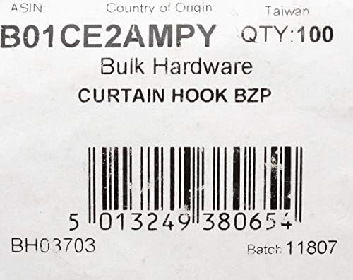 Меривеј BH03703 заглавие лента драперија BZP челик-пакет од 100 светла цинк позлатена кука за завеси, 100 парчиња