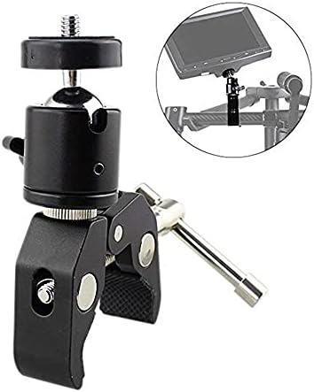 Mookeenone Clamp Mount Mini Ball Head 1/4 -20 за монитор за статив на камерата DSLR