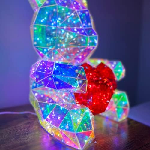 Подароци на Елингтон 2023 година, подарок на в Valentубените, светкави осветлена мечка | ПВЦ холограм Прекрасна декорација на