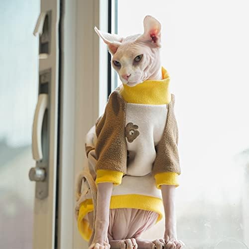 Сфинкс без влакна облека за мачки пролетни поларни руно ракав џемпер симпатична мечка тркалезна јака пуловер Топли мачиња кошули