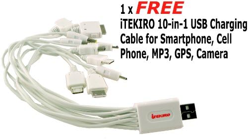 Itekiro AC Wall DC Car Battery Chit Chit за Panasonic DMC-FX8-K + Itekiro 10-во-1 USB кабел за полнење