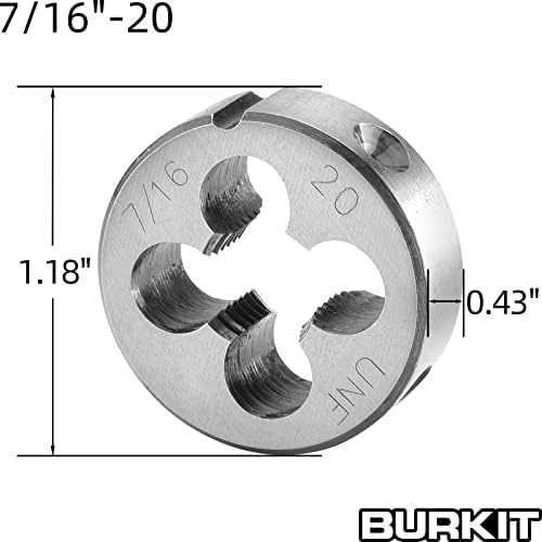 Буркит 7/16 -20 УНФ Допрете И Умрете Сет, 7/16 х 20 УНФ Машинска Нишка Допрете И Тркалезна Умре Десната Рака