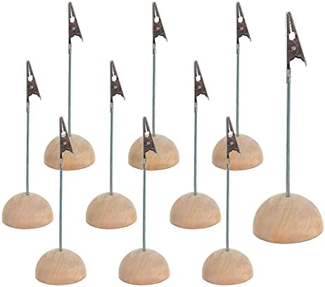 LCFALO 10PCS држачи за броеви на табела, Hemispherical Woodness Science со клипови Централни места за место на картички за забава, бар,