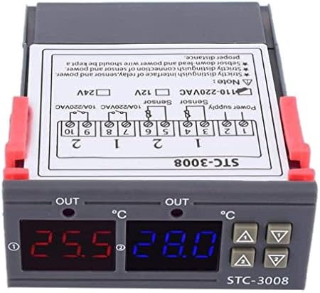 Контролер на дигитална температура на TuimiyiSou STC-3008 Сензор за контролер на прекинувачот за температура 12V детектор за гас/температура