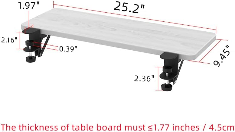 Siiboat Desk Extender Ergonomic компјутерска табела за проширување на раката Поддршка за склоплива тастатура за тастатура за квадратни таблети - бел јавор 25,2 x 9,45