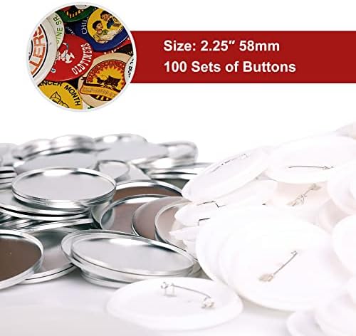 Creworks 100-парчиња 58мм/2.25 инчи празни делови за знаци на копче Поставени за машина за правење копчиња, метални школки чисти компоненти