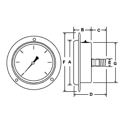 PIC мерачи 205L-402U 4 бирање 0/10000 psi опсег, 2-1-2% точност