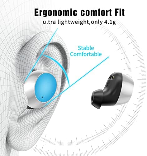 Вистински Безжични Слушалки, LANTESO TWS Bluetooth Слушалки Со Микрофони Јасен Повик Контрола На Допир Bluetooth Слушалки Со Бас Звук Во Слушалки За Уши За Музика, Домашна Канцел