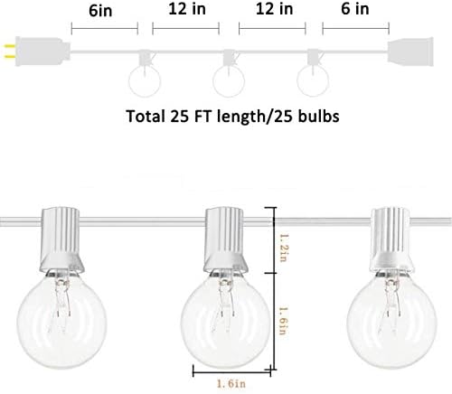 Ромасати 25фт Стринг Светла, Г40 Надворешни Стринг Светла Едисон Светилки Јасен Глобус Стринг Светла со 27 Јасни Светилки За Внатрешна/Надворешна Комерцијална Декор?