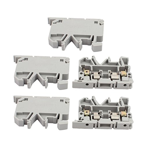 uxcell 5pcs ask1en DIN Rail Mount Mount Fuser Terminal Block 500V 4mm2 Кабел сив