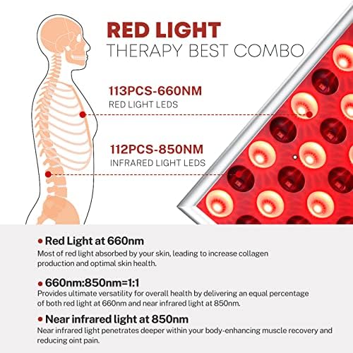 Уреди за терапија со црвена светлина на Nooknova 45W, длабоко црвена 660nm и во близина на инфрацрвена 850nm LED светлосна терапија