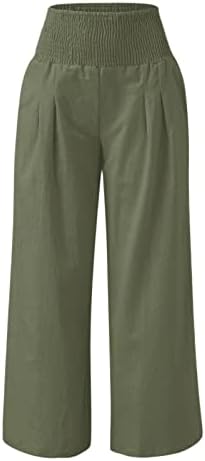 Еластични панталони со ширина на половината за жени пукнаа висока половината лабава удобна панталони за плажа дами обични палацо панталони