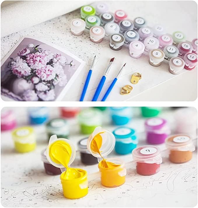 Шармантни убави цвеќиња Loveубовен живот DIY боја по броеви, комплет за сликање на масло од платно за деца и возрасни, цртање на бои
