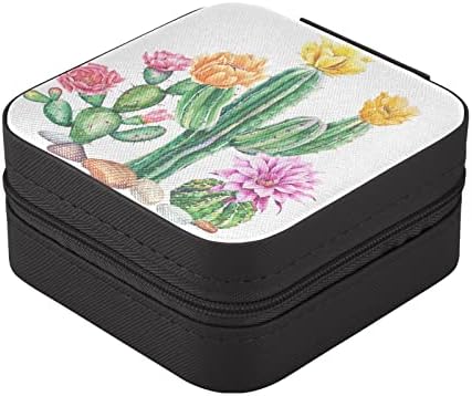 Умирико кактус цвет мала кутија за накит, кутија за преносни накит за патувања за прстен, приврзоци, обетки, ѓердан, кутии за складирање