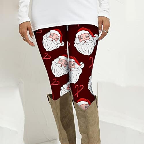 Iius Божиќни хеланки со високи половини за жени плус хеланки со големина на стомакот Гном Контрола на стомакот Атлетски салата фитнес јога панталони