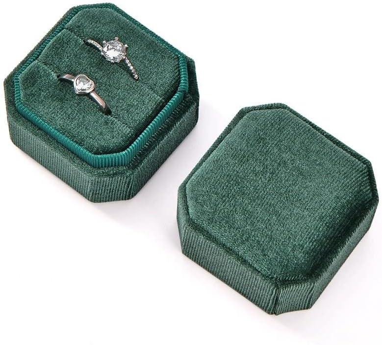 Никгор Кадифе прстен кутија двојни слотови, подарок за предлози за ангажман и фотографии од свадбени бендови - кутии за прстен