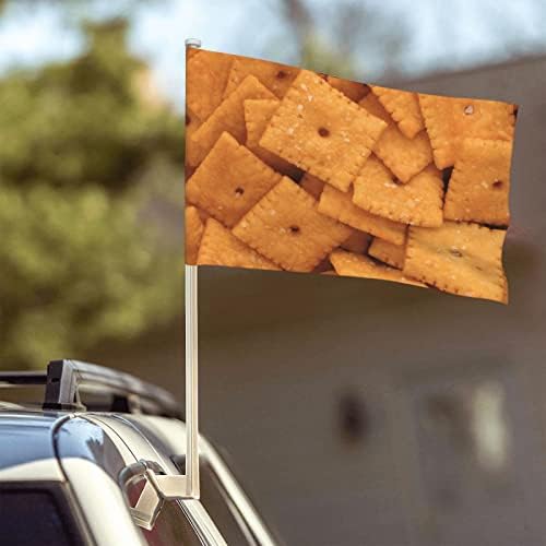 Вкусни крекери со знаме на автомобили со автомобил 12 × 18inches прозорец клип банер за возило со приврзоци автомобили на отворено