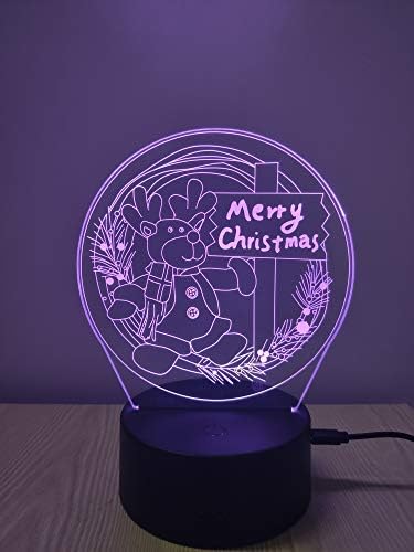 Среќен Божиќен украс 3Д ноќно светло за семејни колеги и пријатели, деловни подароци Божиќни желби Акрилна табела за ламби за декори