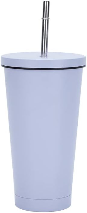 Едноставна Модерна Изолирана Чаша Со Капак Од Слама Еднократно Шише Со Вода Од Нерѓосувачки Челик За Ладна Пијалак Чај Ледено Кафе Патување Кригла,