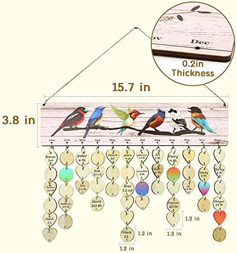 Дрвени Семејство Роденден Календар Одбор, Семејство Роденден Потсетник Тракер Плакета Ѕид Виси со 100 Дрво Тагови, Подароци За Мајка Баба Дедо Баби И Дедовци