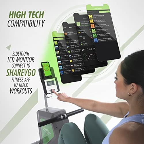 Sharevgo Smart Home Rower SRM2000 И Телесни Масти СКАЛА SWS200 Пакет Со Бесплатна Апликација За Дневник За Вежбање, Песна За Изведба И Анализа