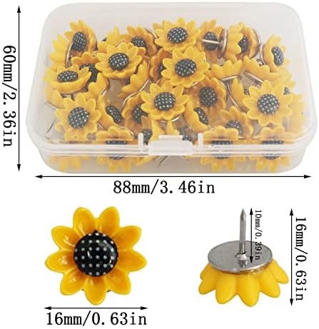 Сончогледи со притисок на Yyangz 40 парчиња жолти декоративни сонце цветници за притискање на иглички за плоча од плоча од плоча од плоча или декорација на домови, симп