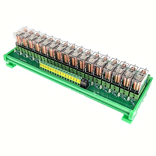AnmBest 16 канали AC/DC 24V Rail Mount Relay Interface Interface PNP NPN SPDT 16A Pluggable Power Relay, G2R-1-E