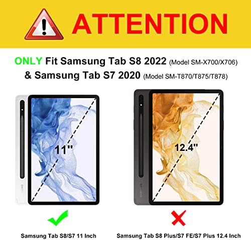 Fintie Case за Samsung Galaxy Tab S8/Tab S7 11 инчи со вграден држач за пенкало, повеќе деловно покритие со портфолио со агол со џебно автоматско