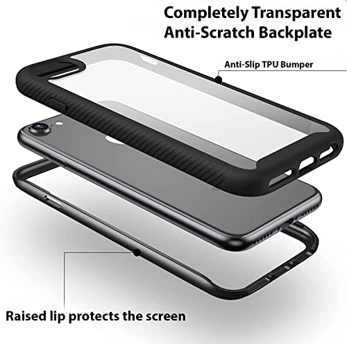 CellErever Clear Case Case Case за iPhone SE 2020 iPhone 7/8, заштита од тешка должност со анти-лизгачки TPU браник и [2 заштитници