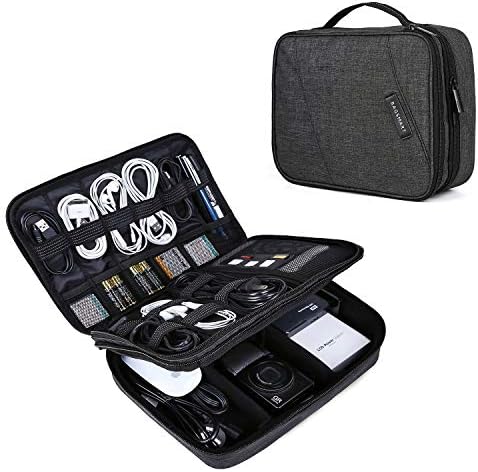 Електронски Организатор, Организатор На Торби За Додатоци За Патувања Двослојна Електронска Торба Голема За 10,5 инчен iPad Pro, Адаптер, Кабли, Црна