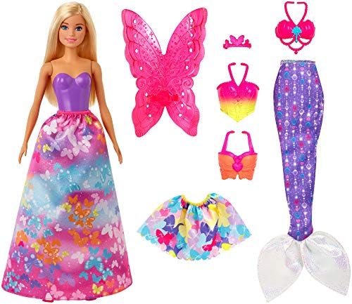 ​Барби Dreamtopia Облечи Кукла Подарок Во Собата, 12.5-Инчен, Русокоса Со Принцеза, Самовила И Сирена Носии за 3 до 7 Годишна Возраст,