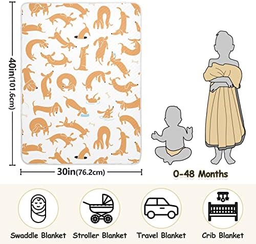 Swaddle Clute Dog Dachshund Cotton Potchet за новороденчиња, примање ќебе, лесен меко висино за креветчето, шетач, расадници,