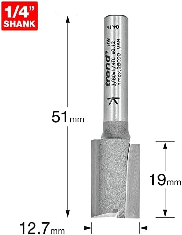 Тренд професионален 1/2 Шанк директен рутер секач бит-реф: 3/80x1/4TC дијаметар 12,7мм должина на сечење 19мм тонфрам карбид