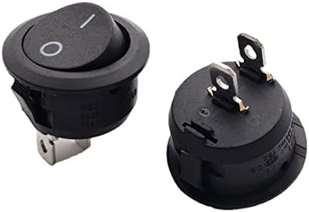 Lemil 20 mm дијаметар Rocker Switchs Black Mini Round Black Black Black Red 2 Pin On-Off Rocker Switch KCD1-105 6PCS